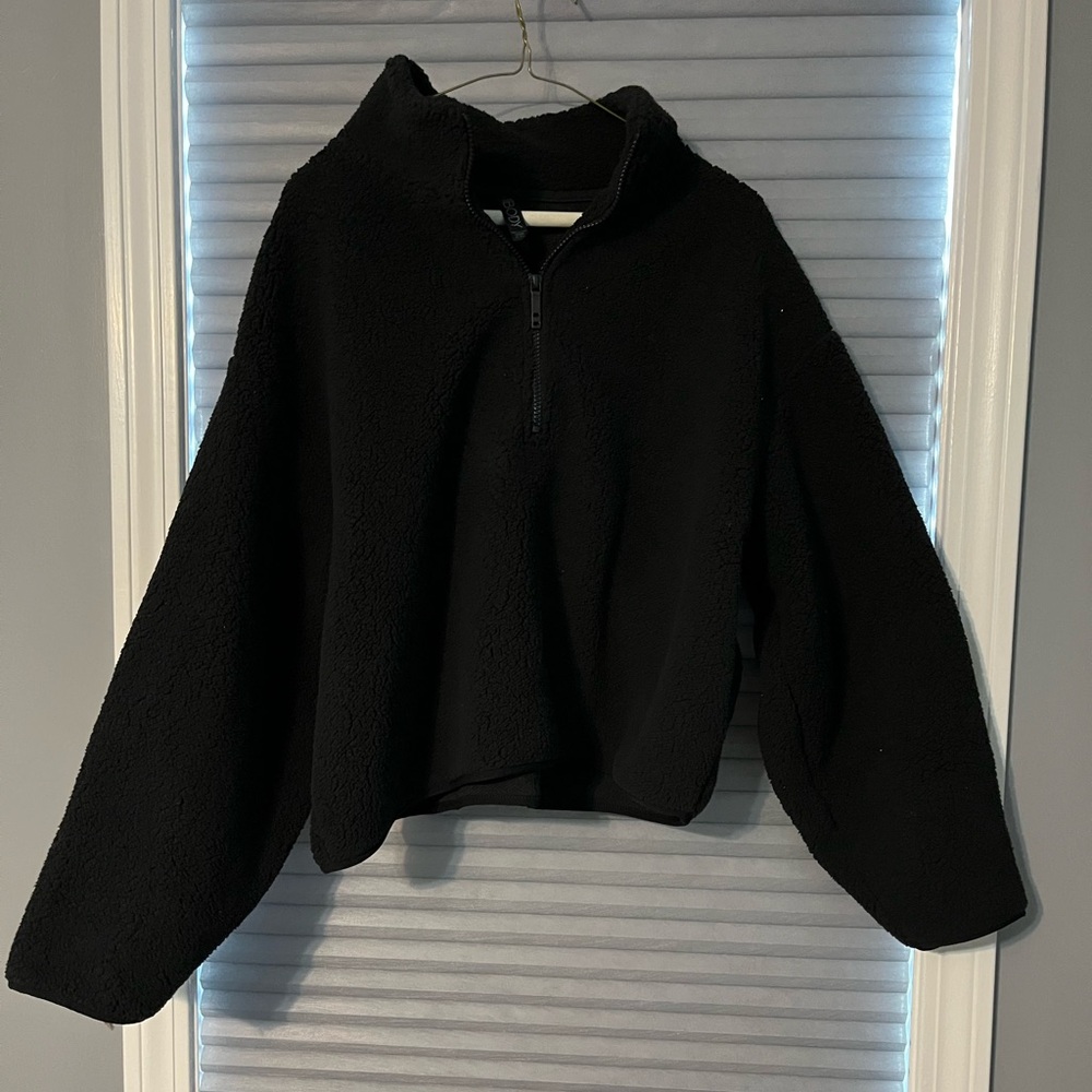 Soft fuzzy black quarter-zip from Cotton-on
